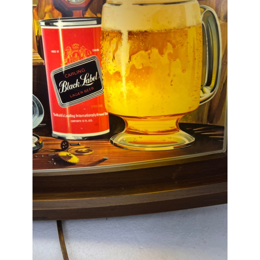 Vintage 1971 Carling Black Label Beer Lighted Wall Clock Sign Bar Decor Man Cave - Picture 5 of 16